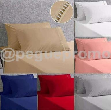 Jogo De Lençol 400 Fios Ponto Palito Cama Queen