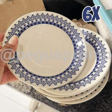 Conjunto com 6 Pratos Biona Donna Grécia Azul/Marfim 24 cm
